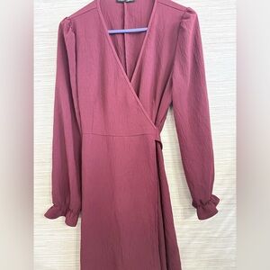 Elegant Burgundy Wrap Dress